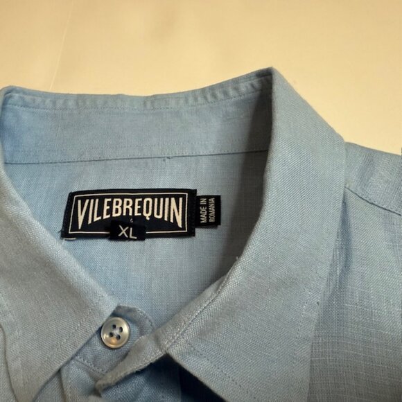 Vilebrequin 100% Linen Men’s Blue Long Sleeve Shirt Size XL Button Up - Picture 2 of 11